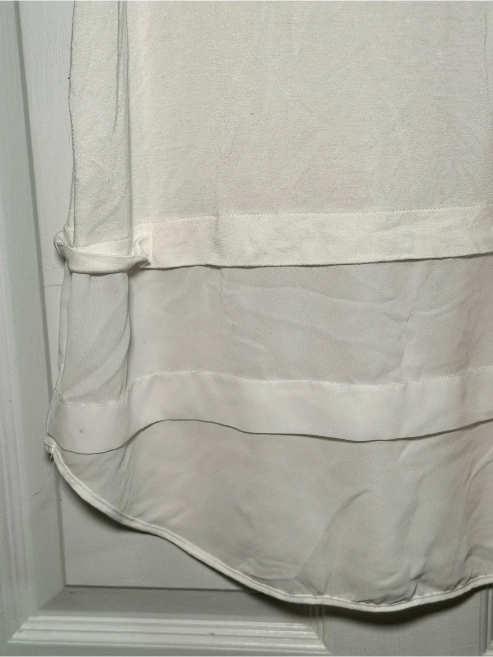 Michael Kors White Tiered Chiffon Hem Sleeveless Top Size L